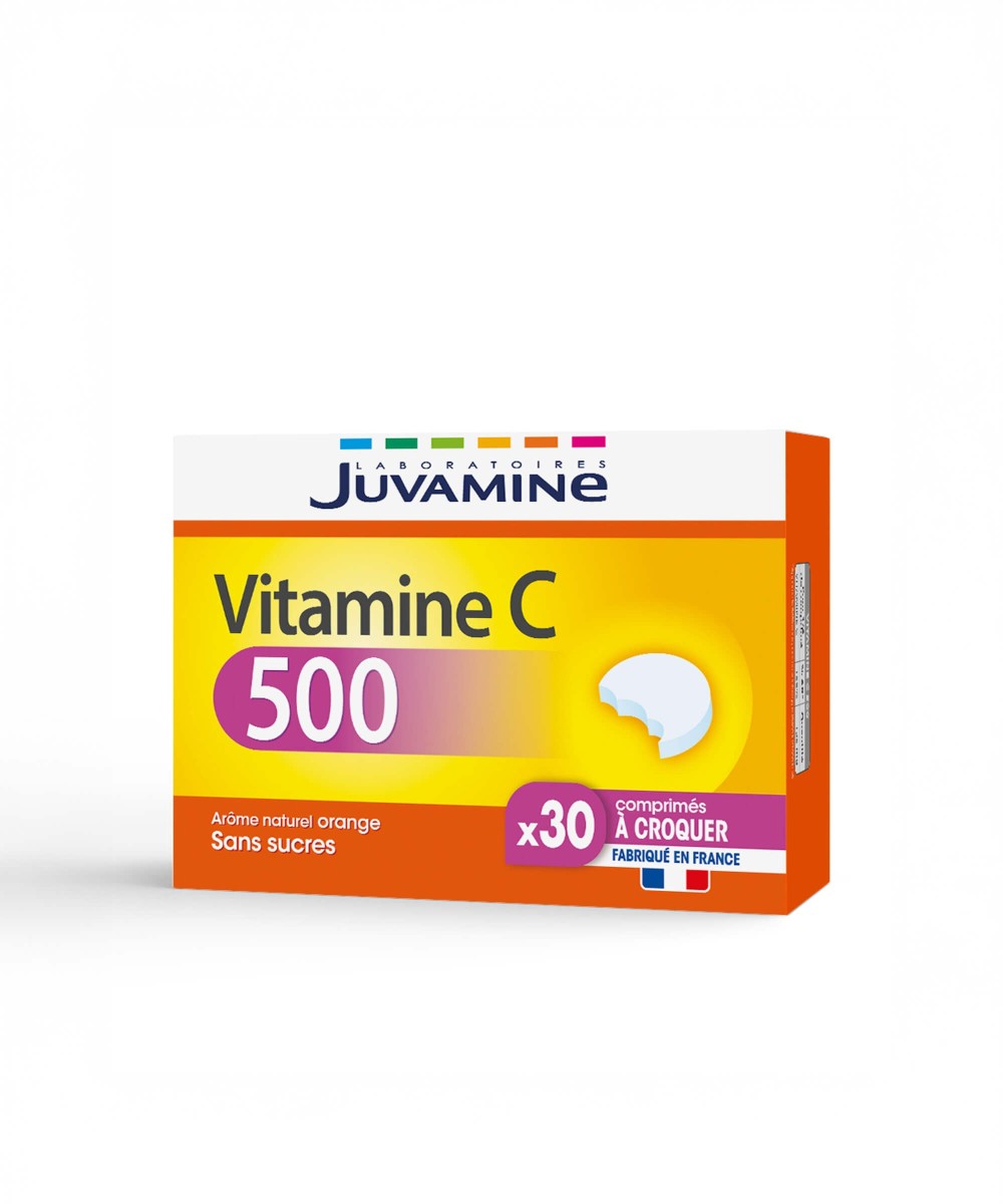 Vitamine C 500 - Réduit la fatigue et soutient l'immunité, 30 comprimés | Juvamine