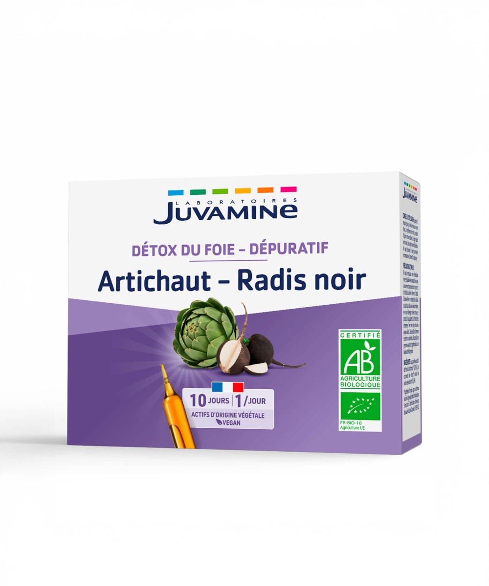 Artichaut Radis Noir - Détox du Foie 10 ampoules x 10 ml | Juvamine