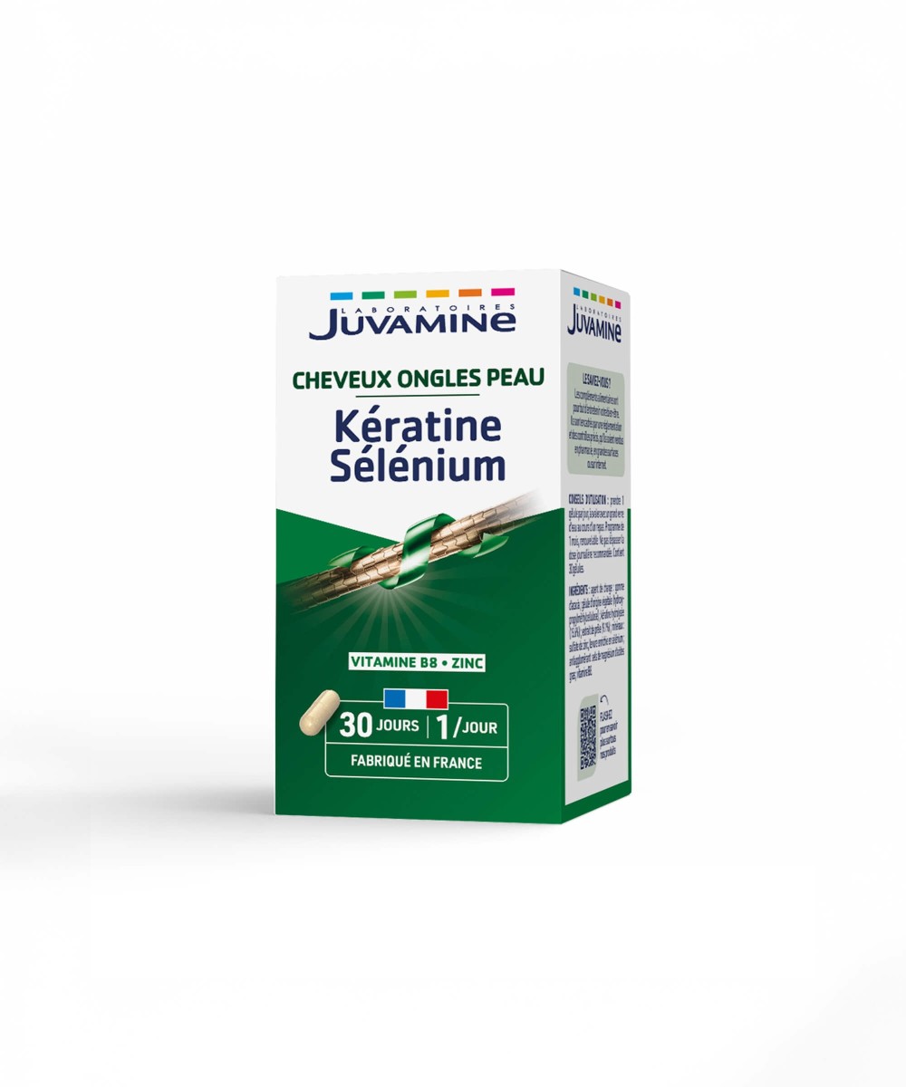 Kératine Sélénium - Beauté des Cheveux 30 gélules d'origine végétale | Juvamine