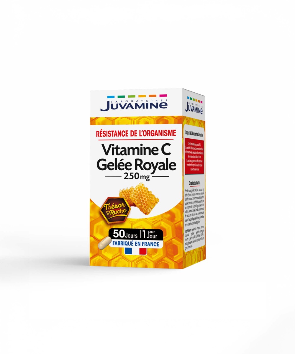 Vitamine C Gelée Royale 250 mg - Résistance de l'Organisme 50 gélules | Juvamine