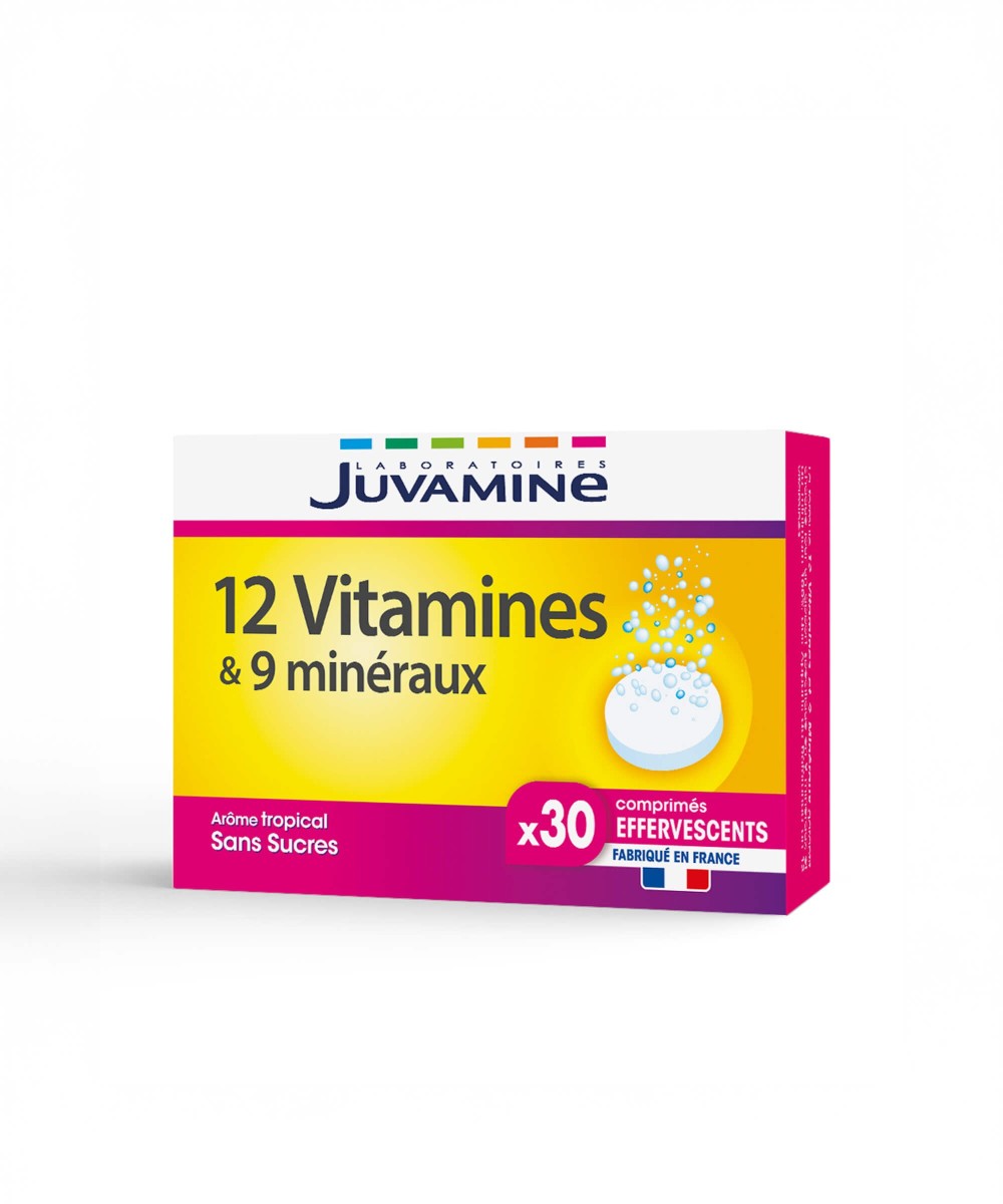12 Vitamines + 9 Minéraux - Énergie Effervescents 30 | Juvamine