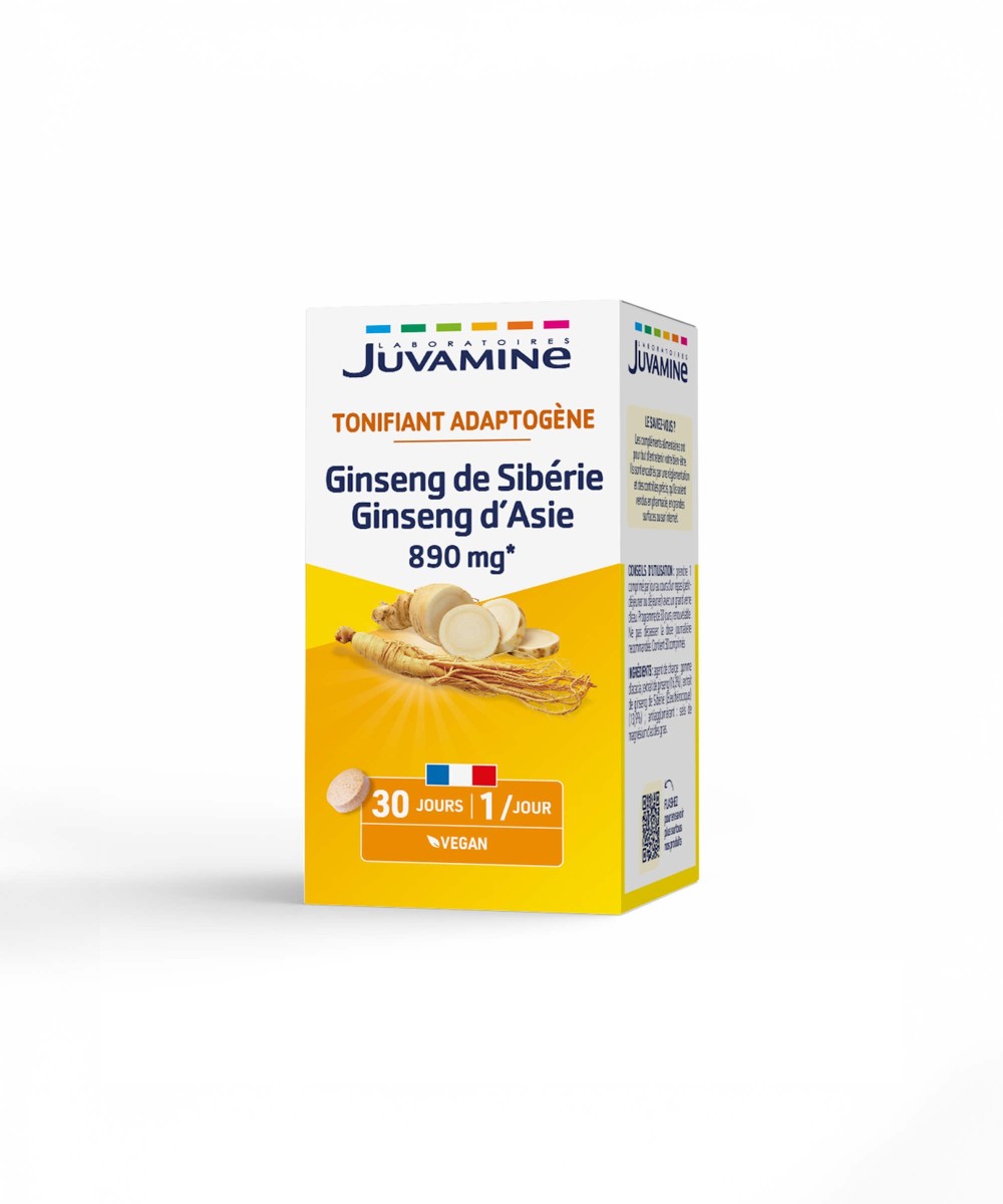 Ginseng de Sibérie & Asie - Tonifiant 30 comprimés | Juvamine