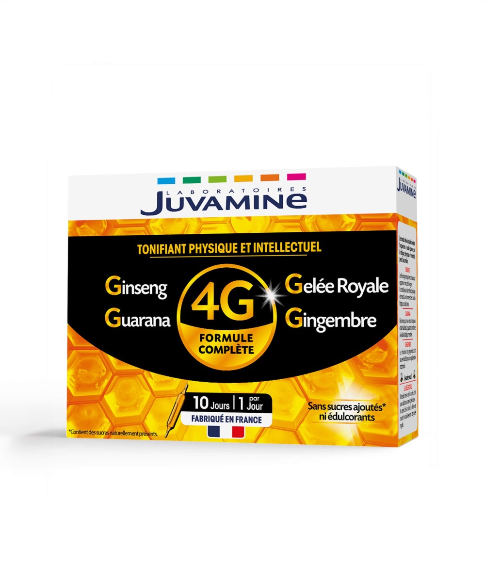 Ginseng Gelée Royale Guarana Gingembre - Tonifiant 10 ampoules | Juvamine