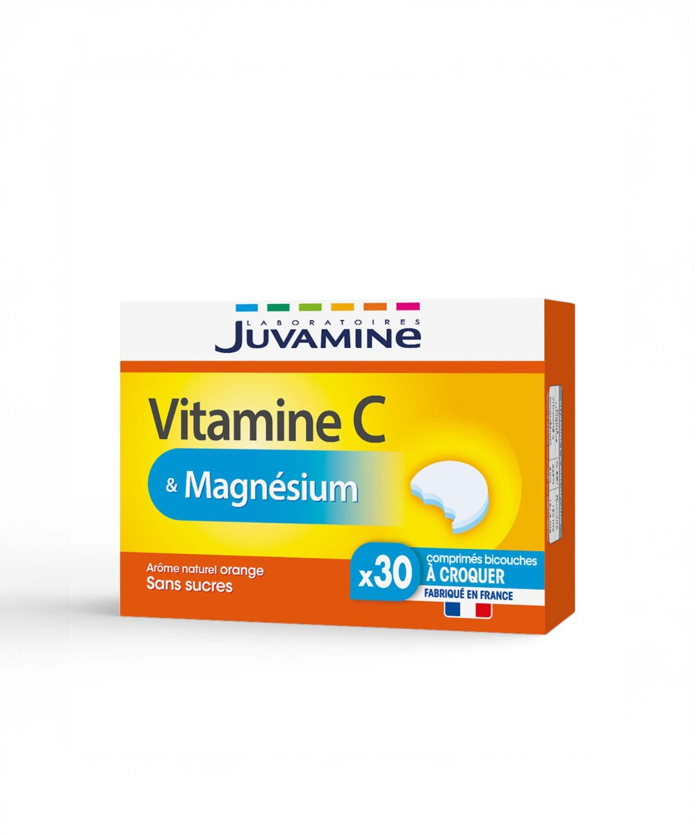 Vitamine C & Magnésium - Réduit la fatigue, 30 comprimés | Juvamine