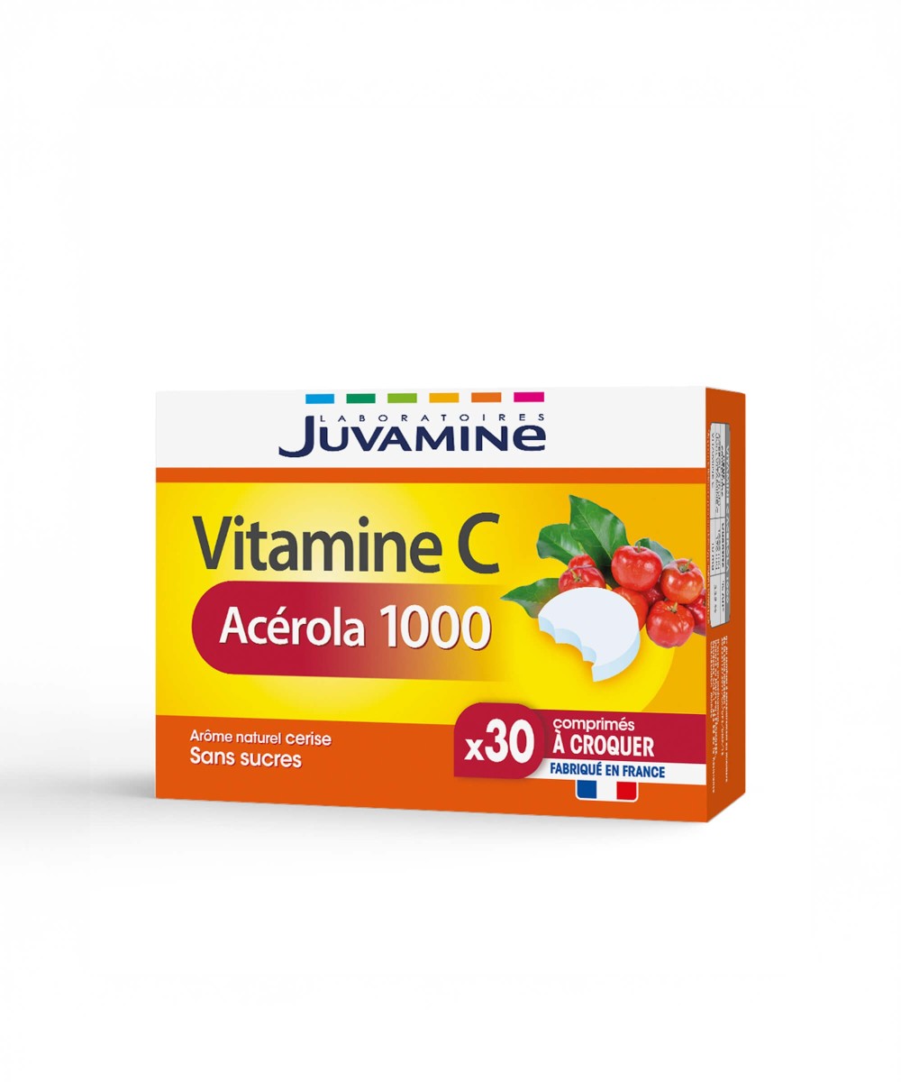 Vitamine C Acérola 1000 - Énergie naturelle, 30 comprimés | Juvamine