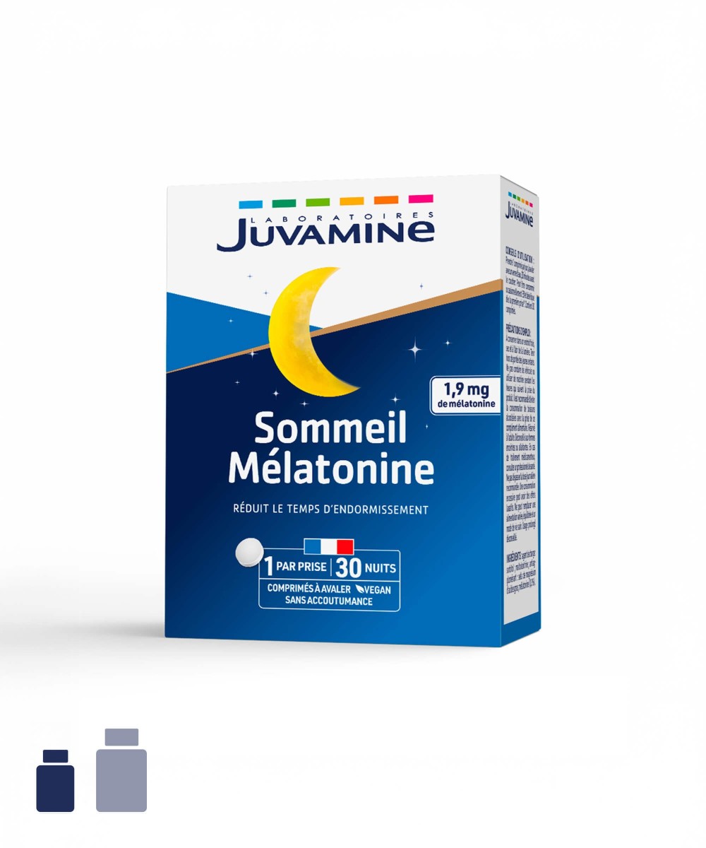 Sommeil Mélatonine - Endormissement 30 ou 150 comprimés | Juvamine